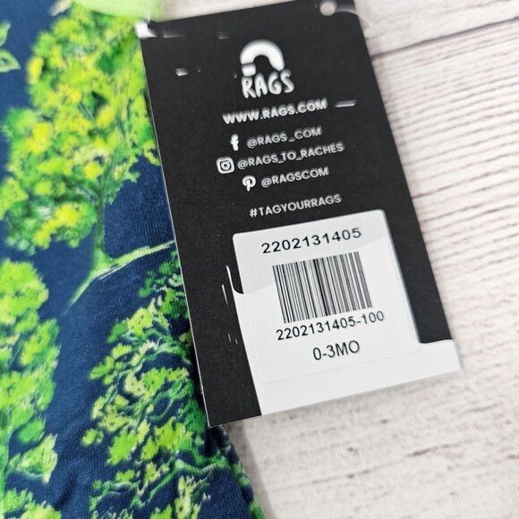 NWT Rags To Raches Baby Boy‎ Arbor Day Peek-A-Booty Romper Size 0-3 months - Picture 3 of 5